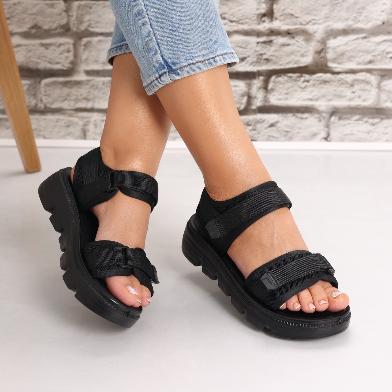 Sandale dama Fara toc Negre din Textil Madisin - poza 4
