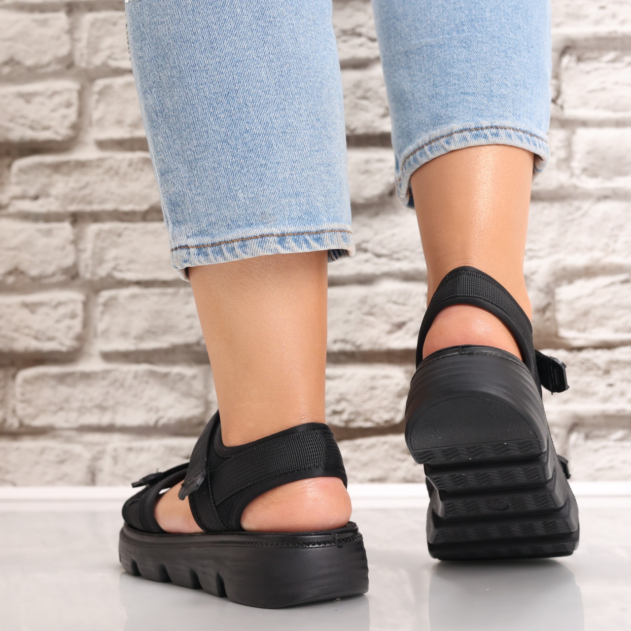 Sandale dama Fara toc Negre din Textil Madisin - poza 5