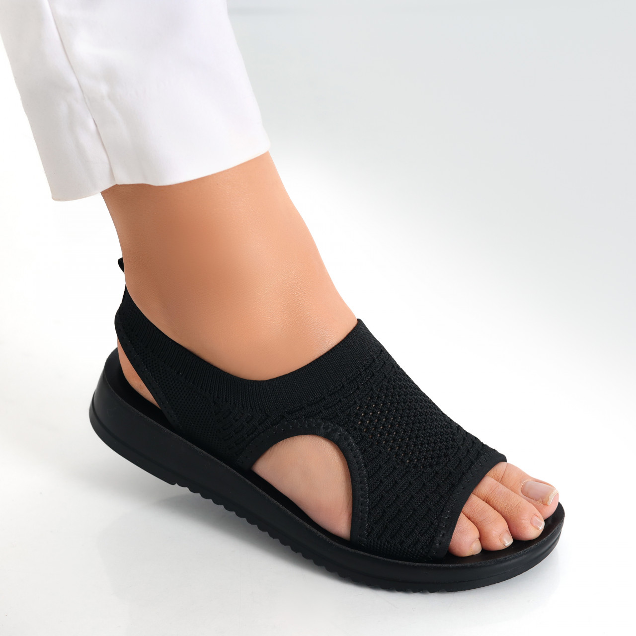 Sandale dama fara toc Negre din Textil Ortena - poza 4