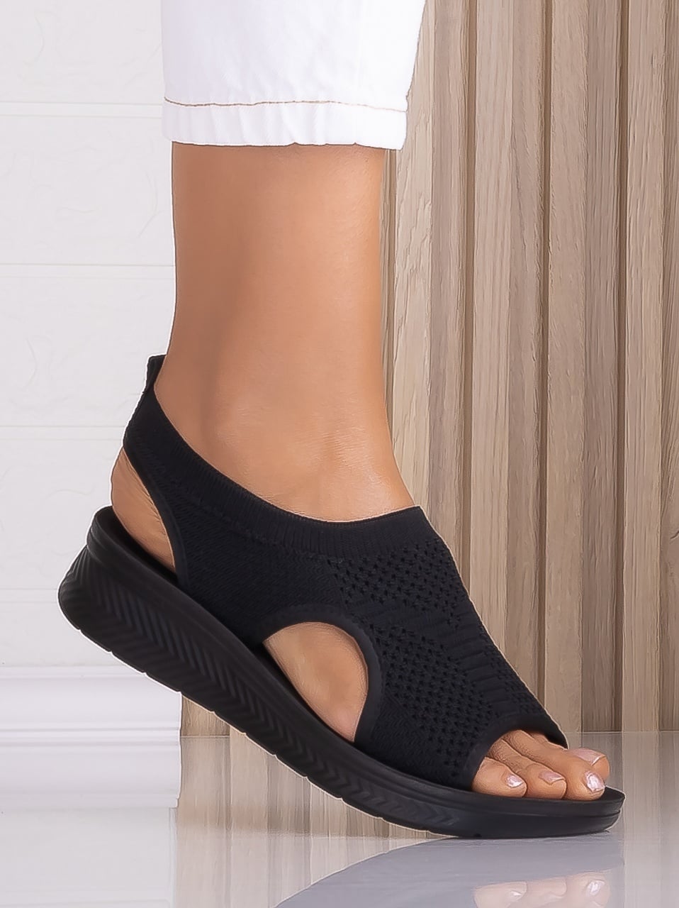 Sandale dama fara toc Negre din Textil Ramonia - poza 1