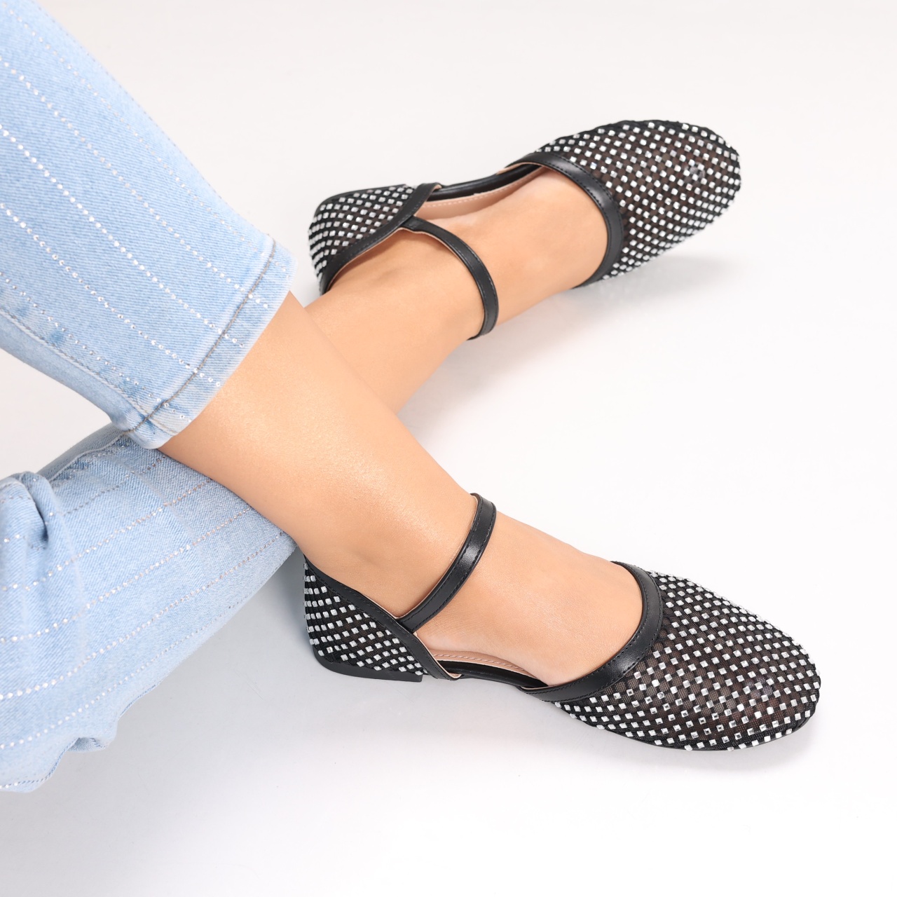 Sandale dama Negre din Textil Safya - poza 1