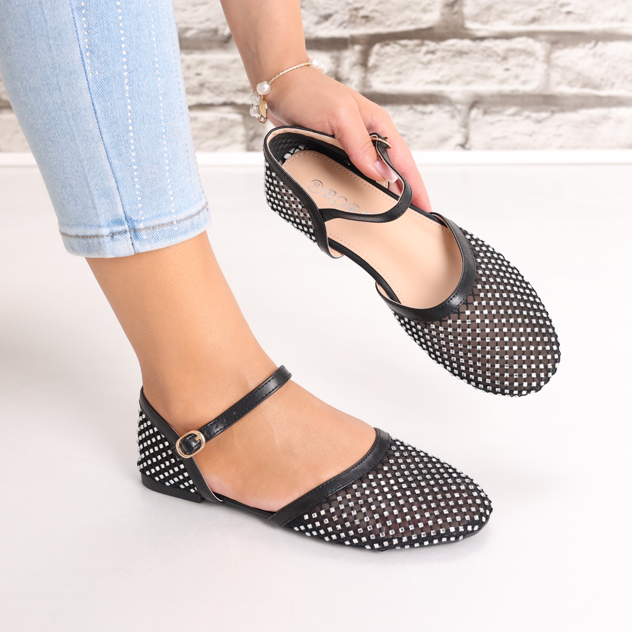 Sandale dama Negre din Textil Safya - poza 2