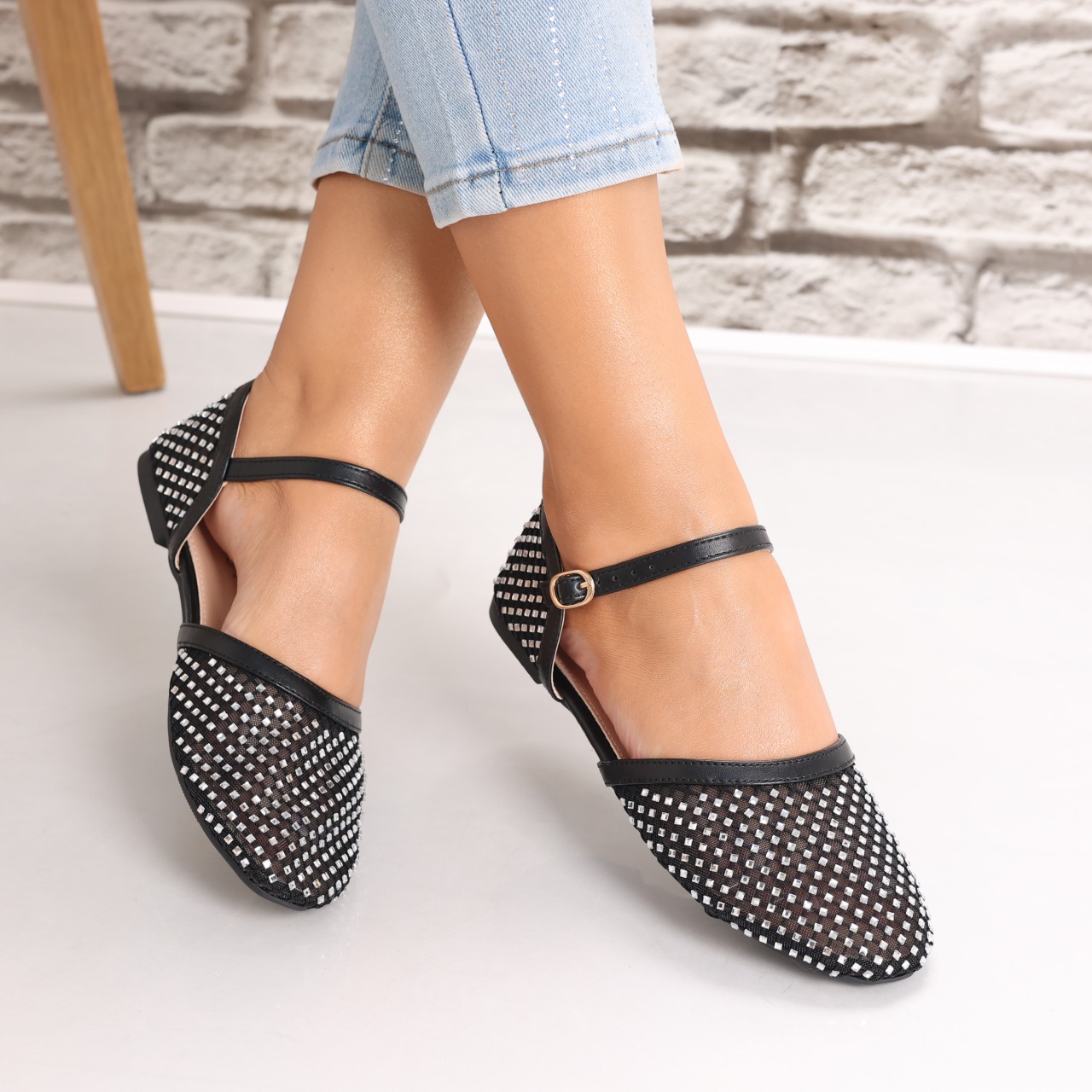 Sandale dama Negre din Textil Safya - poza 3