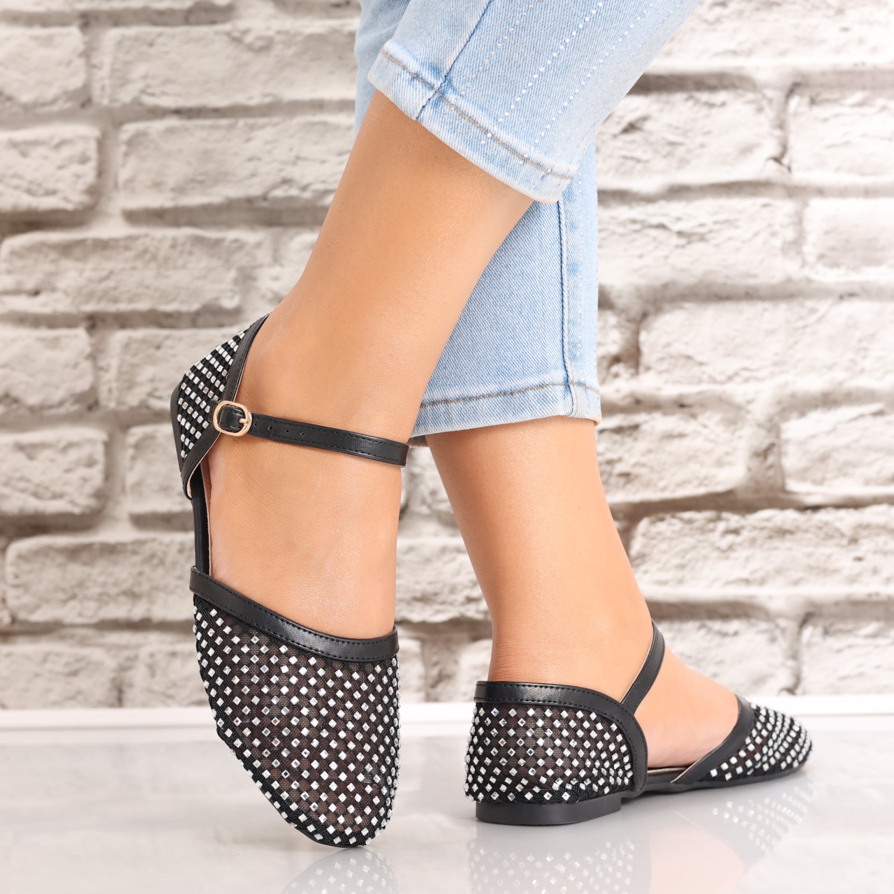 Sandale dama Negre din Textil Safya - poza 4