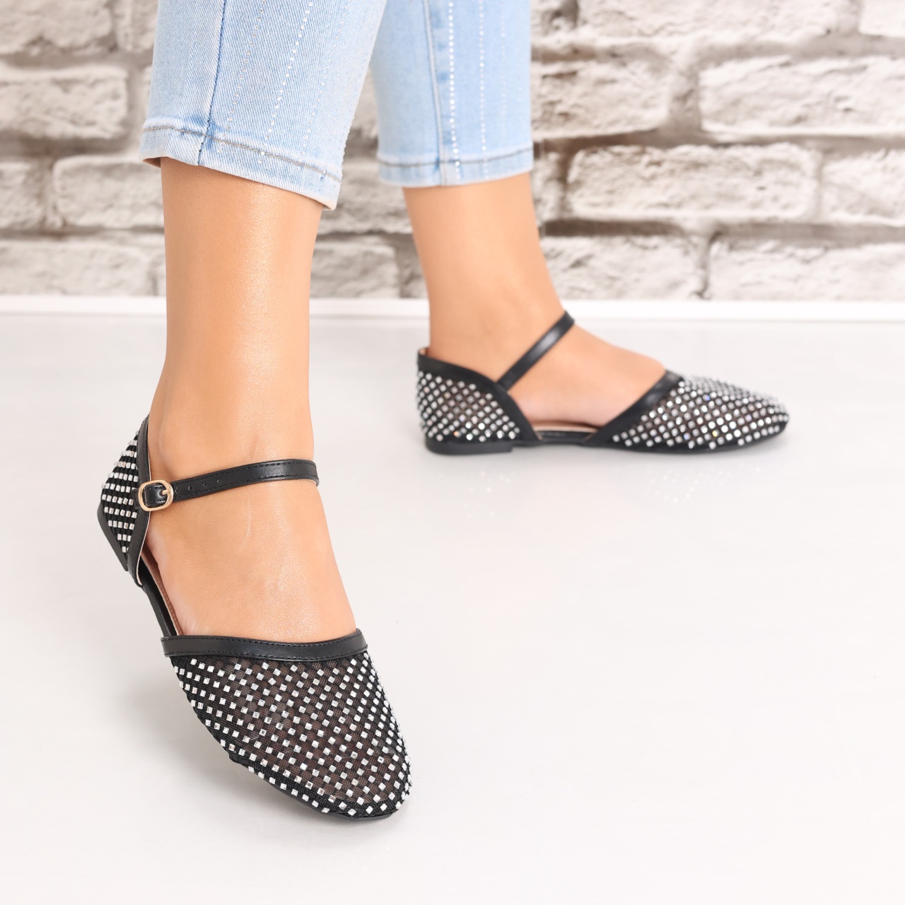 Sandale dama Negre din Textil Safya - poza 5