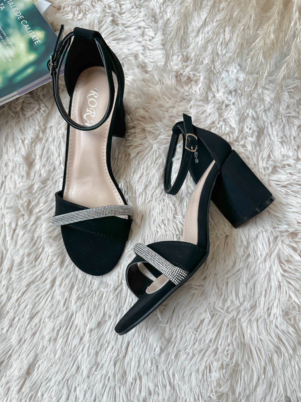 Sandale dama negre piele intoarsa GH110 N13-4