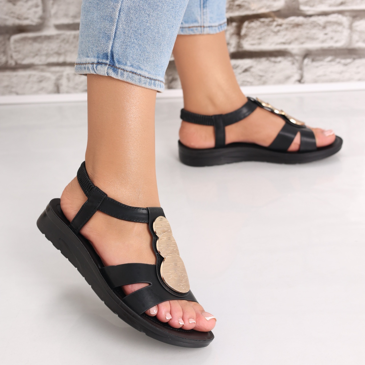 Sandale dama Negre2 din Piele Ecologica Radifa - poza 4