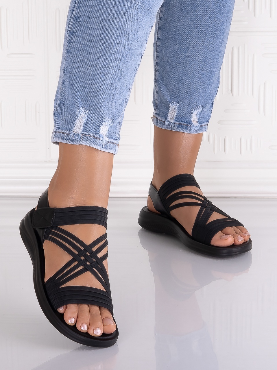 Sandale dama Negrii din Material Textil Waldan - poza 5