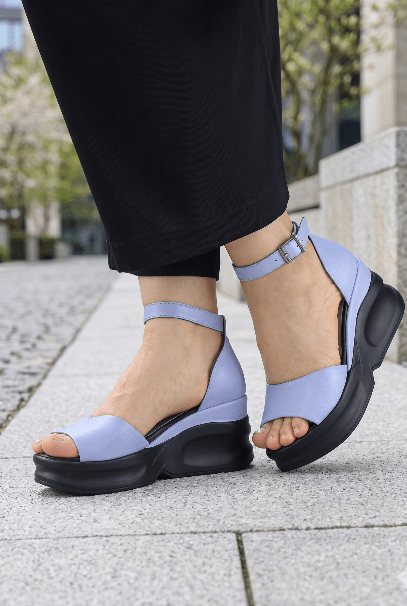 Sandale din Piele Albastra cu Talpa Ortopedica - ZYFY BLU
