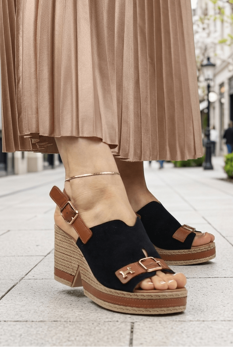 Sandale din Piele Nere cu Talpa Ortopedica - ZINY BLACK