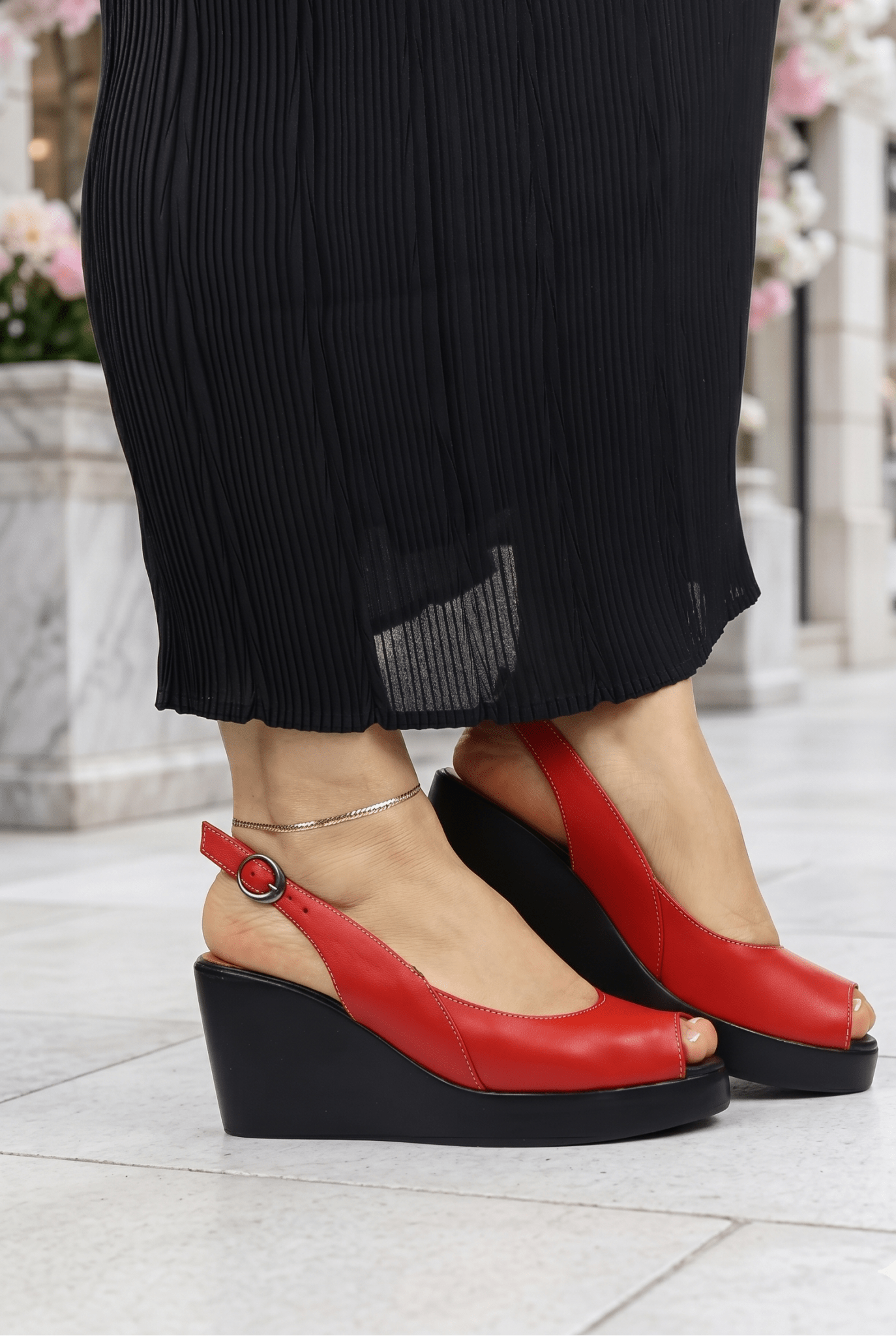 Sandale din Piele Rosie cu Talpa Ortopedica - ZIFRY RED