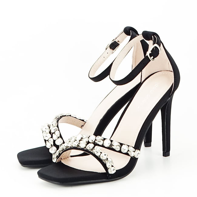 Sandale elegante negre cu pietricele 6826 126