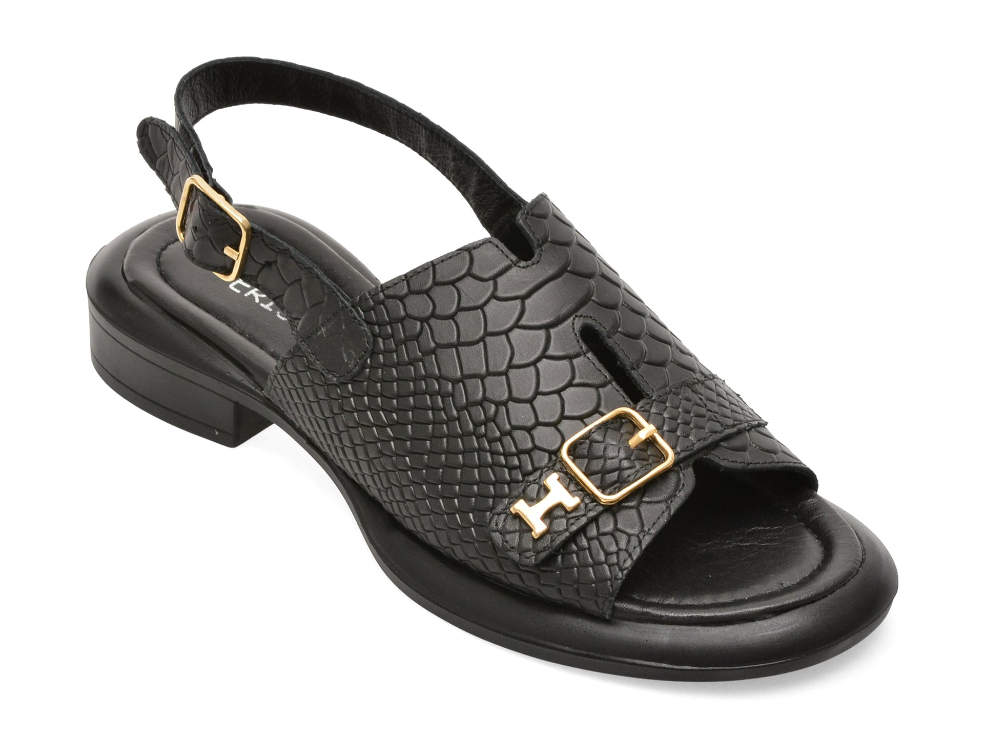 Sandale ERISMA negre, 1954195, din piele croco