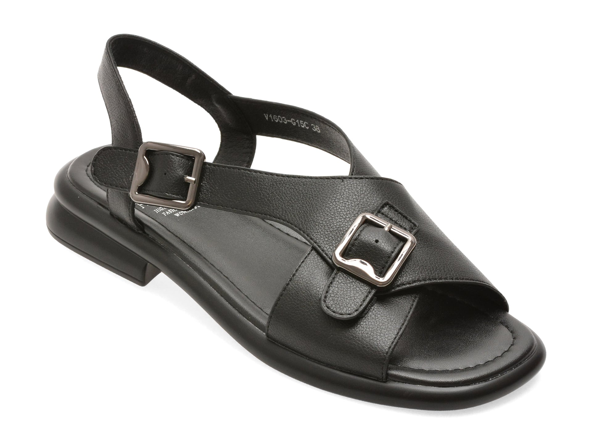 Sandale FLAVIA PASSINI negre, 1603G15, din piele naturala