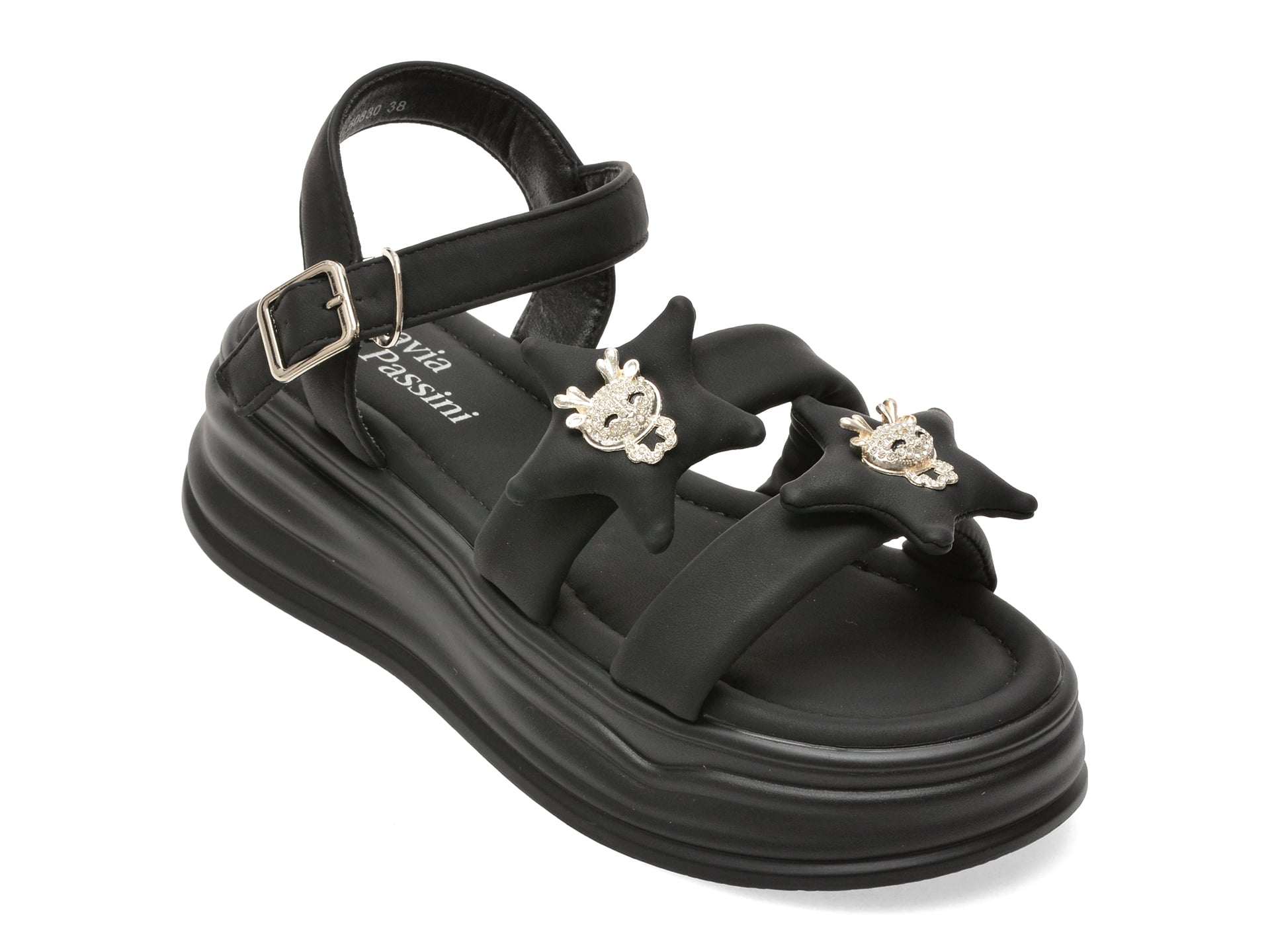 Sandale FLAVIA PASSINI negre, 50830, din piele ecologica