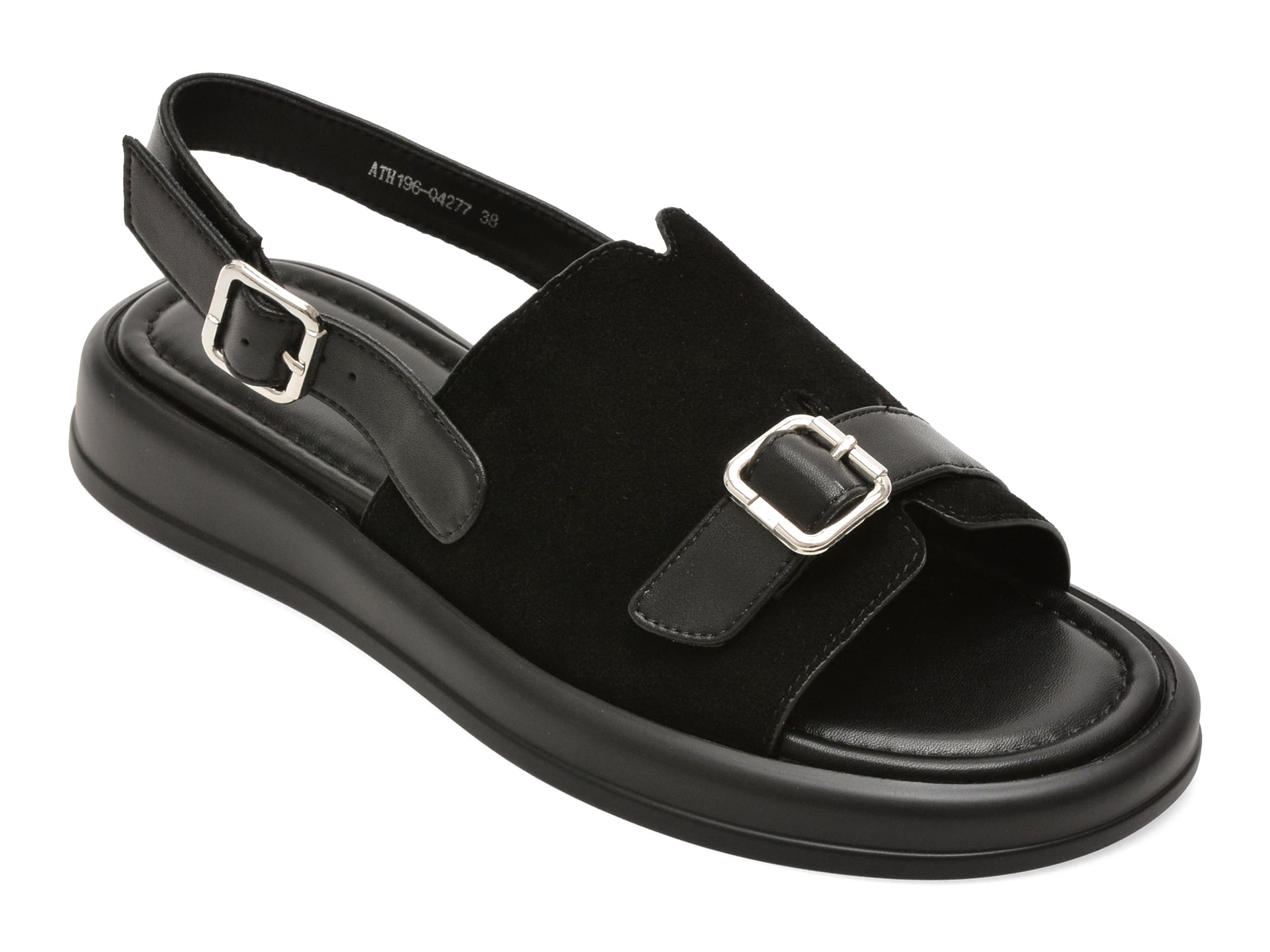 Sandale FLAVIA PASSINI negre, ATH196, din piele intoarsa