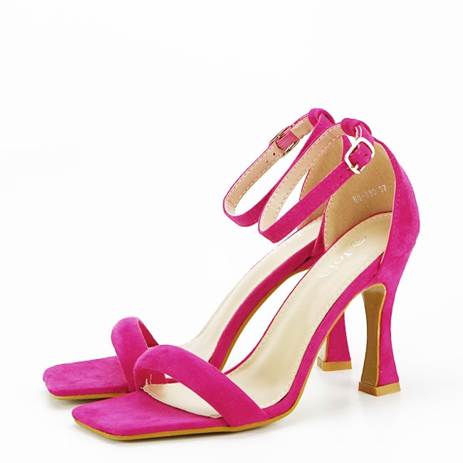 Sandale fucsia elegante cu toc conic H8-280 131