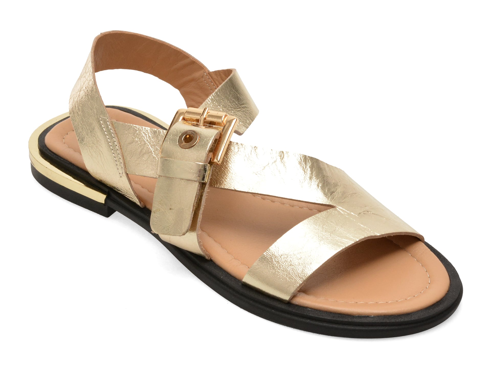 Sandale GOLD DEER aurii, 458015, din piele naturala