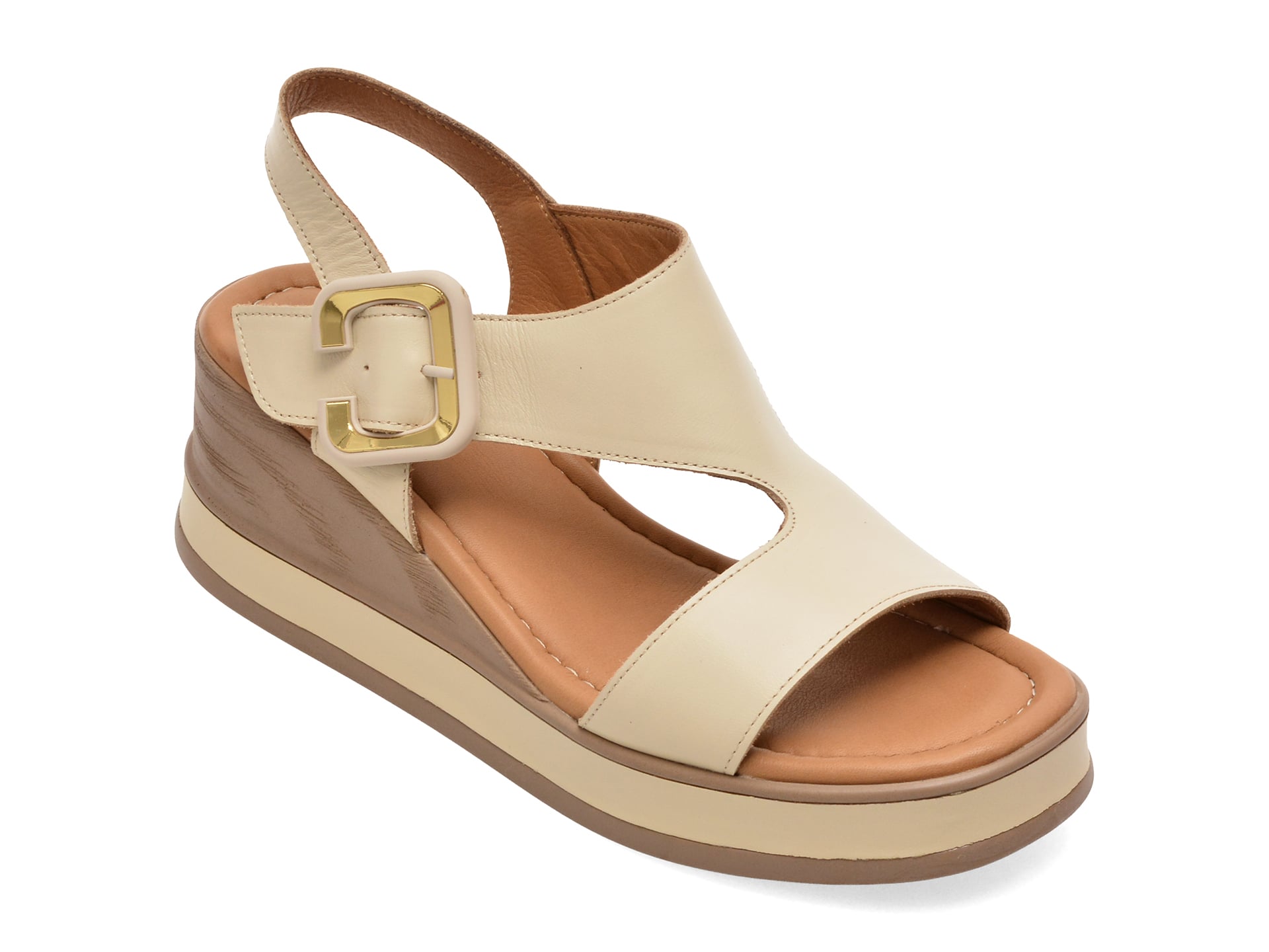 Sandale GOLD DEER bej, 22071, din piele naturala