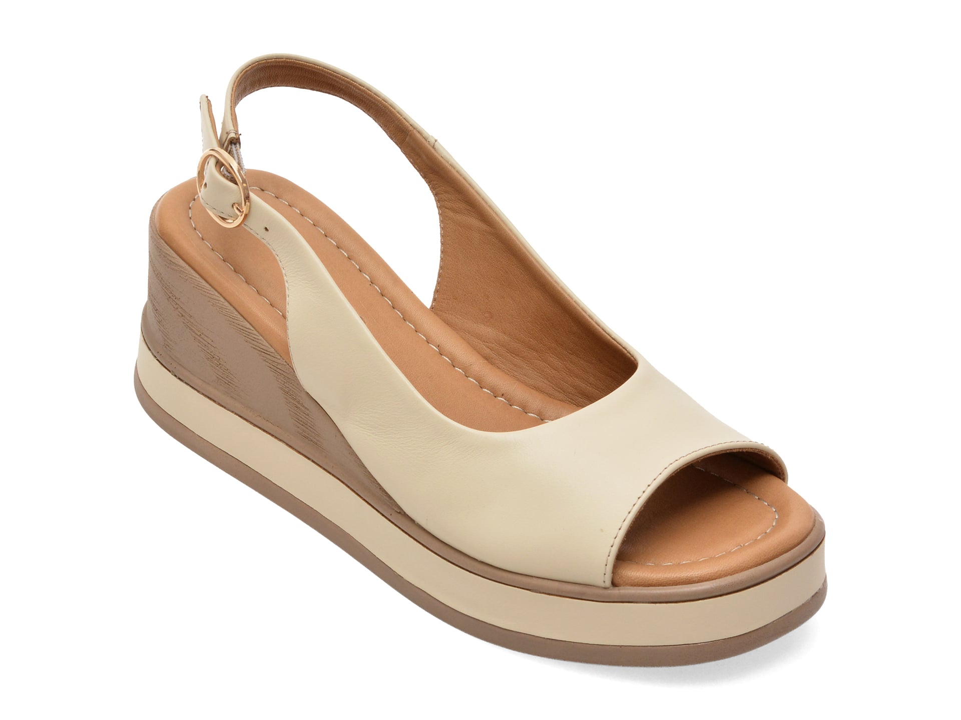 Sandale GOLD DEER bej, 22072, din piele naturala