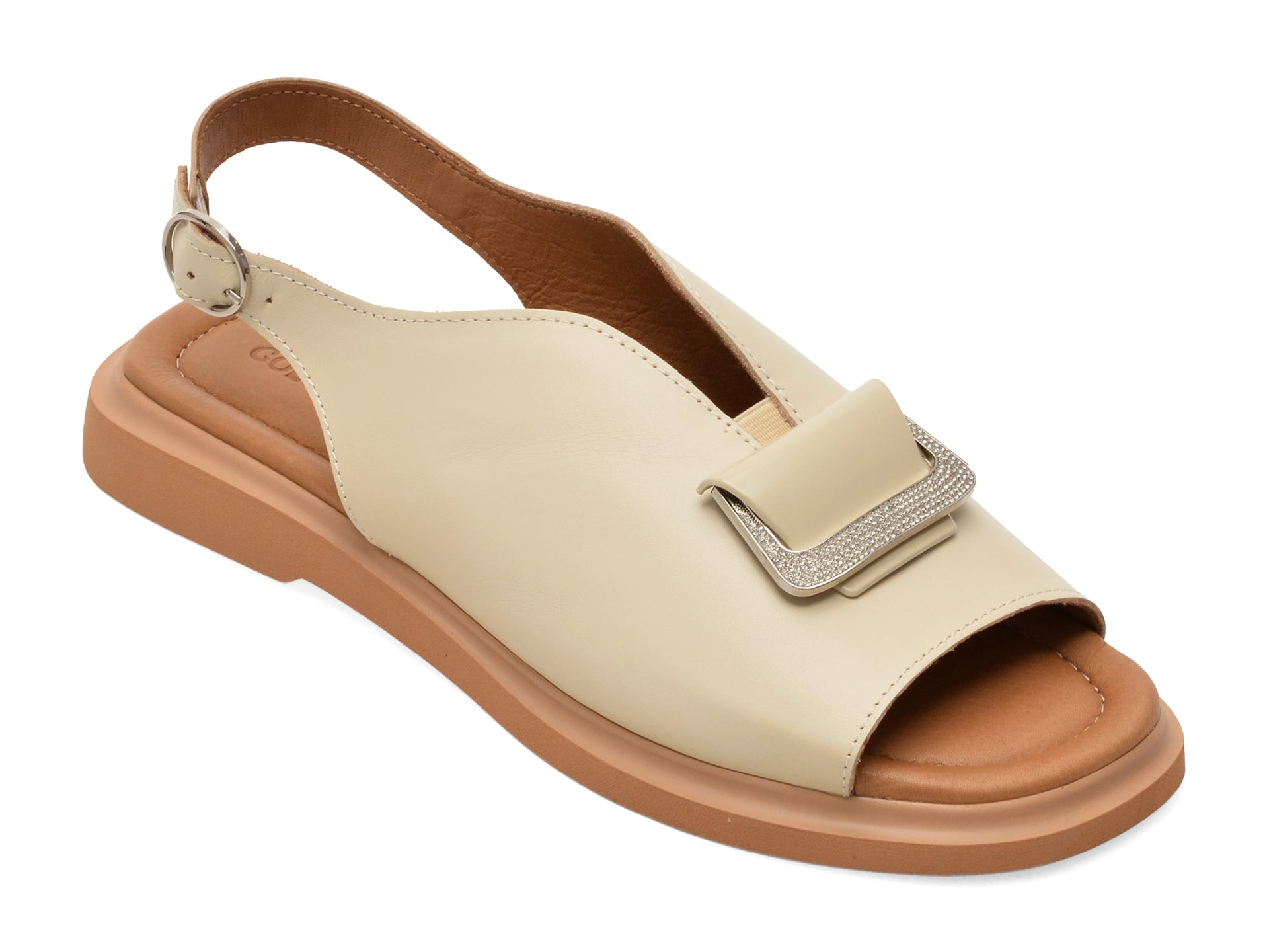 Sandale GOLD DEER bej, 22077, din piele naturala