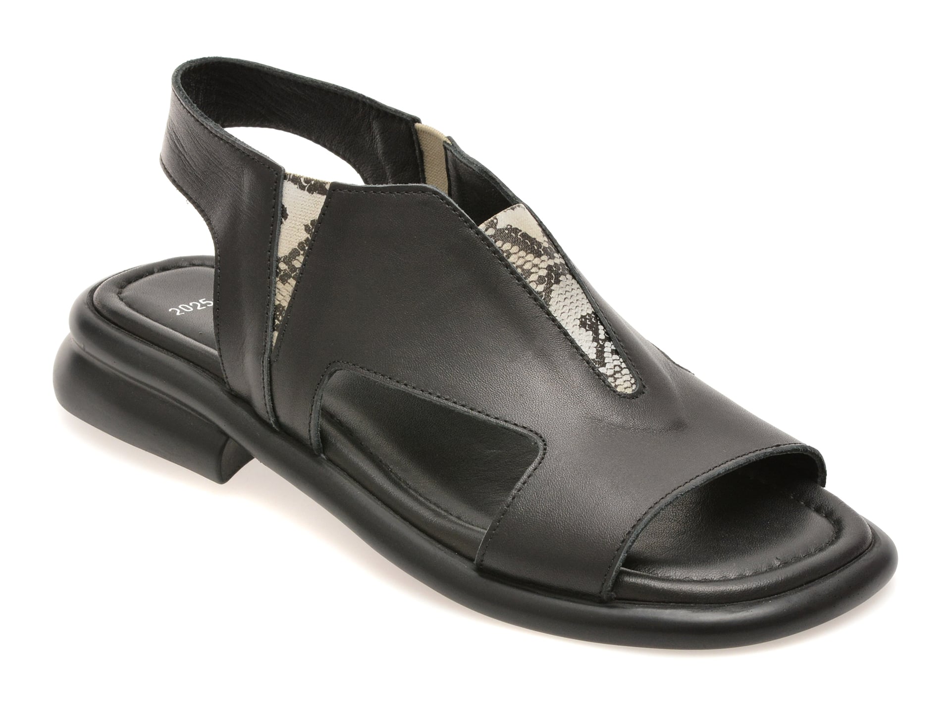 Sandale GOLD DEER negre, 22025, din piele naturala