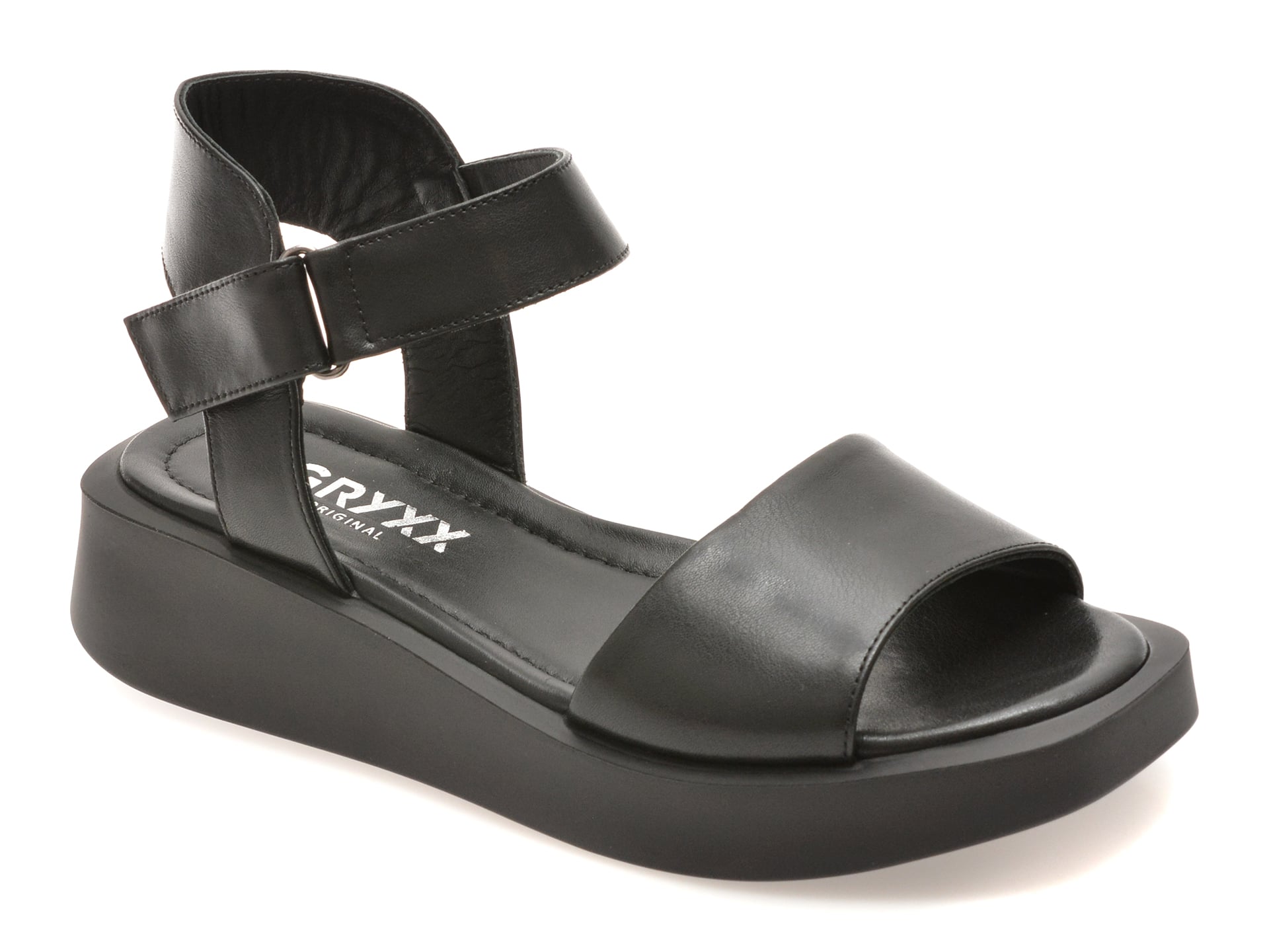 Sandale GRYXX negre, 1.36E+124, din piele naturala
