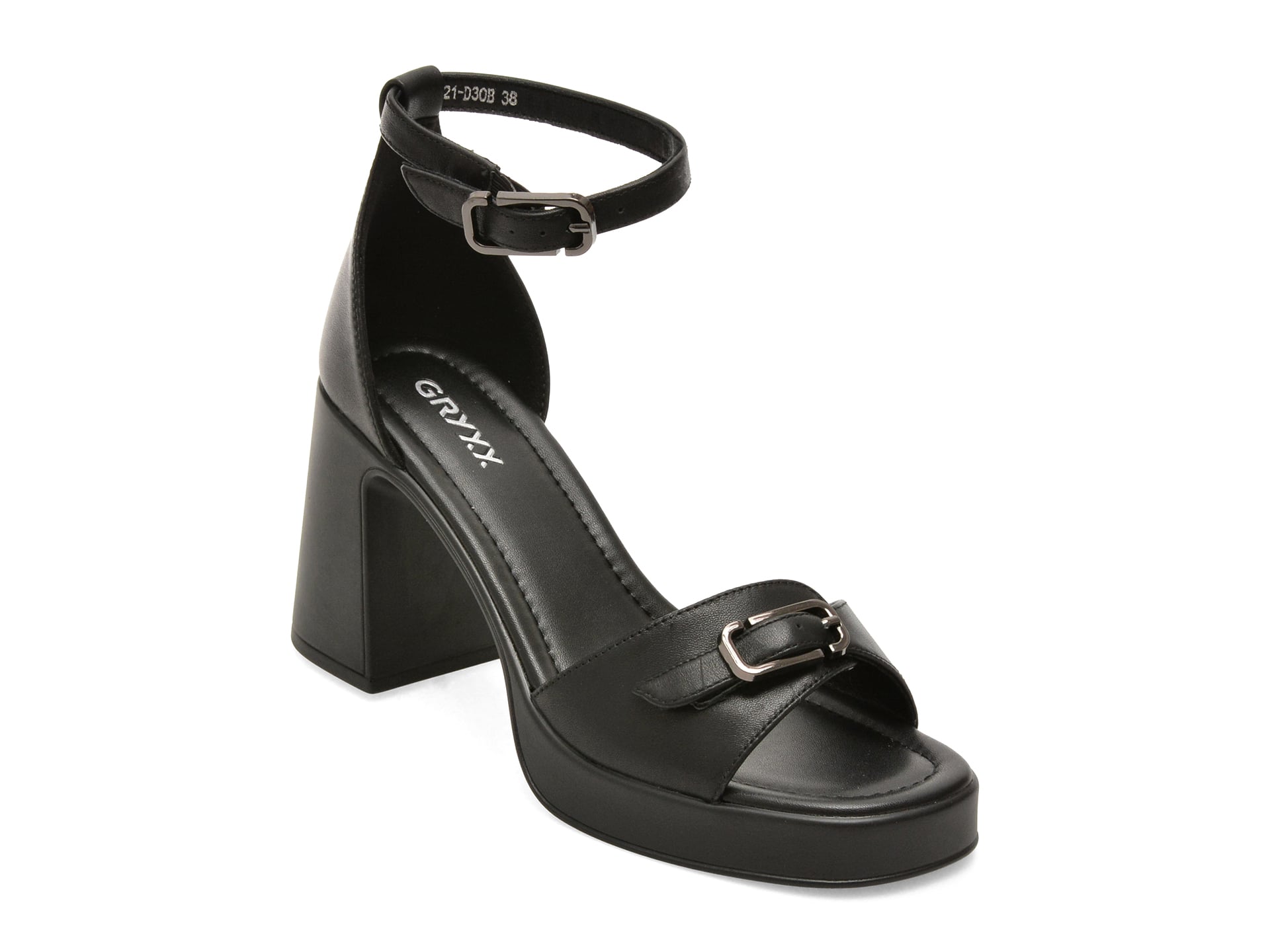 Sandale GRYXX negre, 1321D30, din piele naturala
