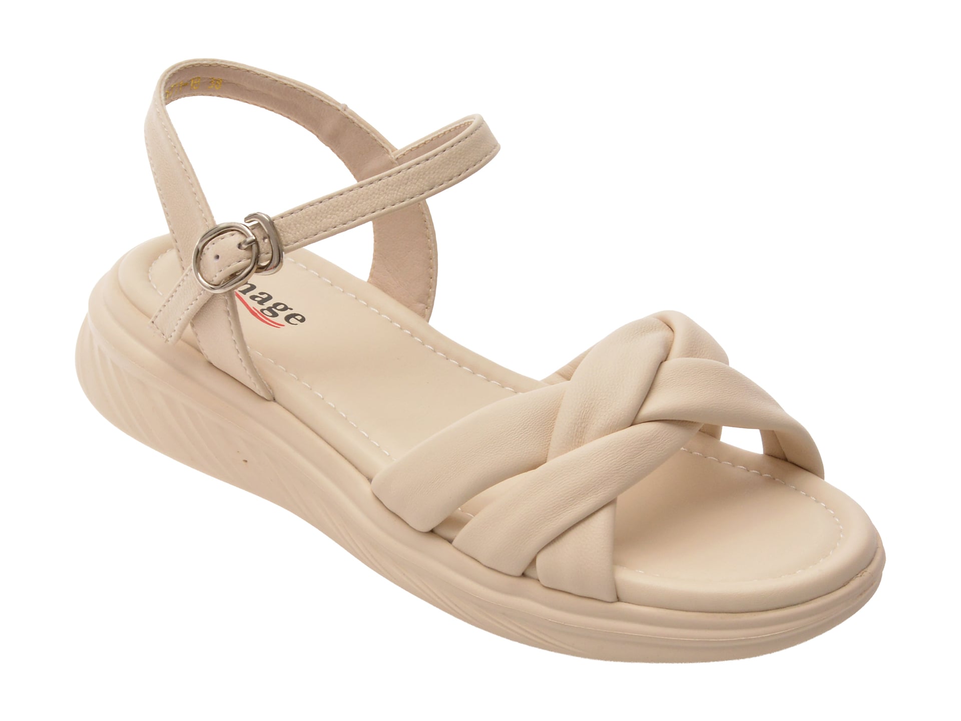 Sandale IMAGE albe, 57111, din piele naturala