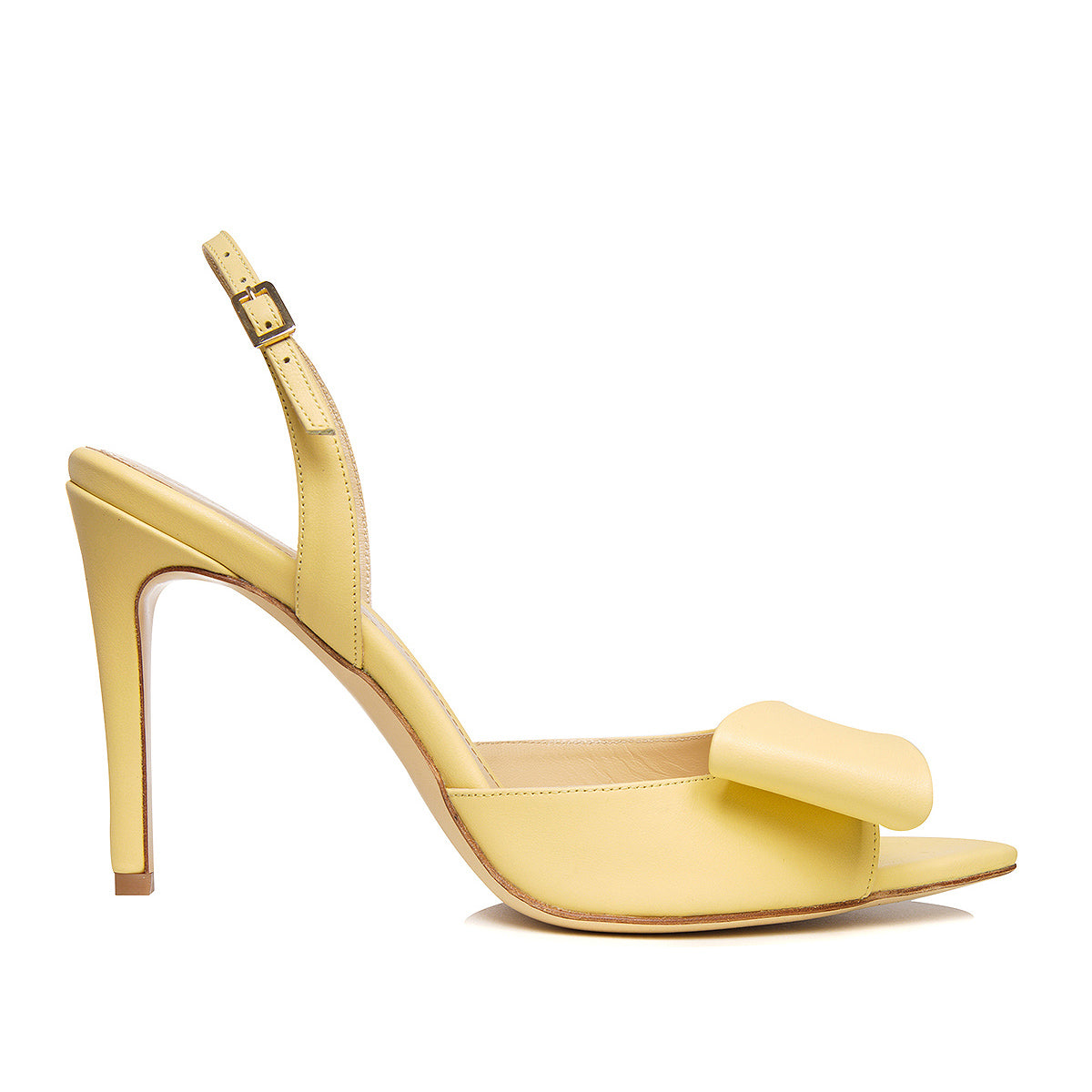 Sandale Luna Piele Naturala, Varf Ascutit, Galben-Pai - 37 / 11 cm