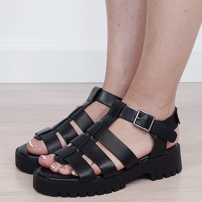 Sandale negre cu talpa groasa 5884 128