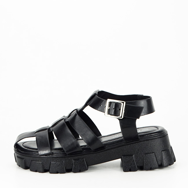 Sandale negre cu talpa groasa N75-5 130