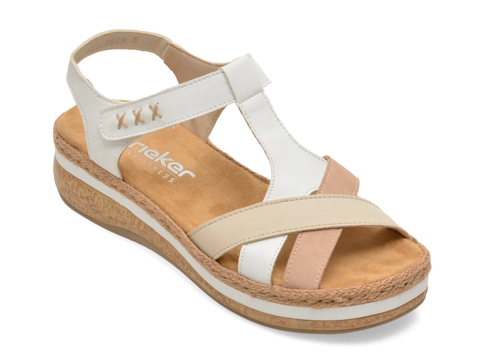 Sandale RIEKER albe, V0919, din piele ecologica