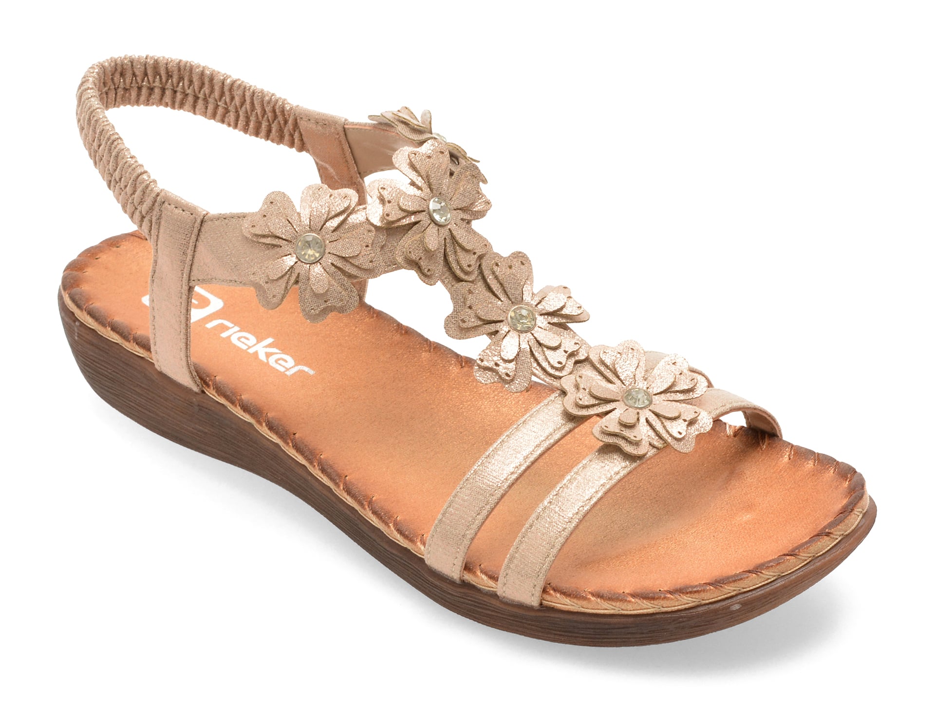 Sandale RIEKER aurii, V7573, din piele ecologica