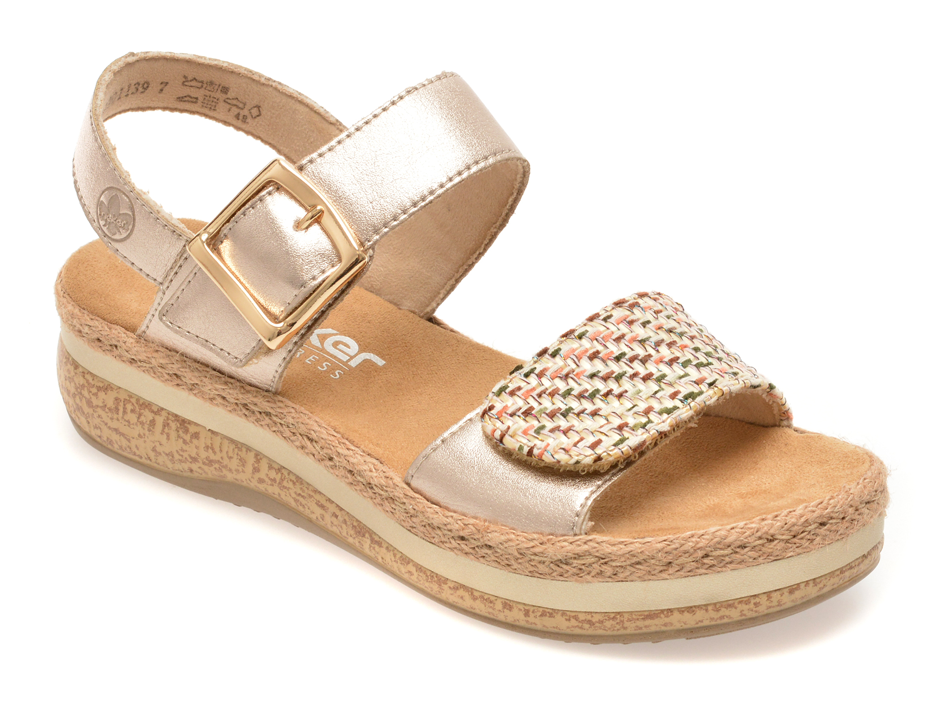 Sandale RIEKER bej, V0951, din piele naturala