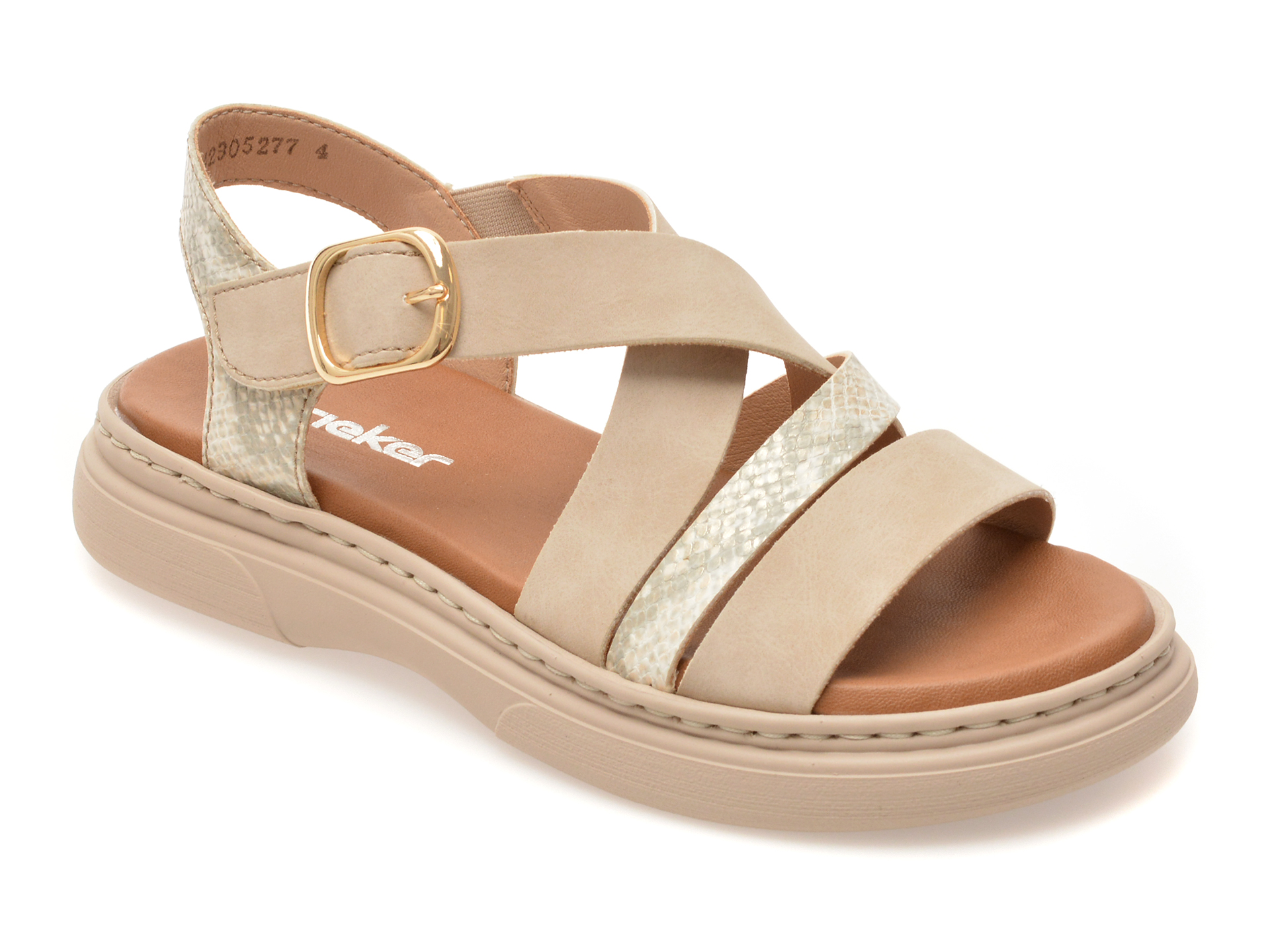 Sandale RIEKER bej, V3063, din piele ecologica