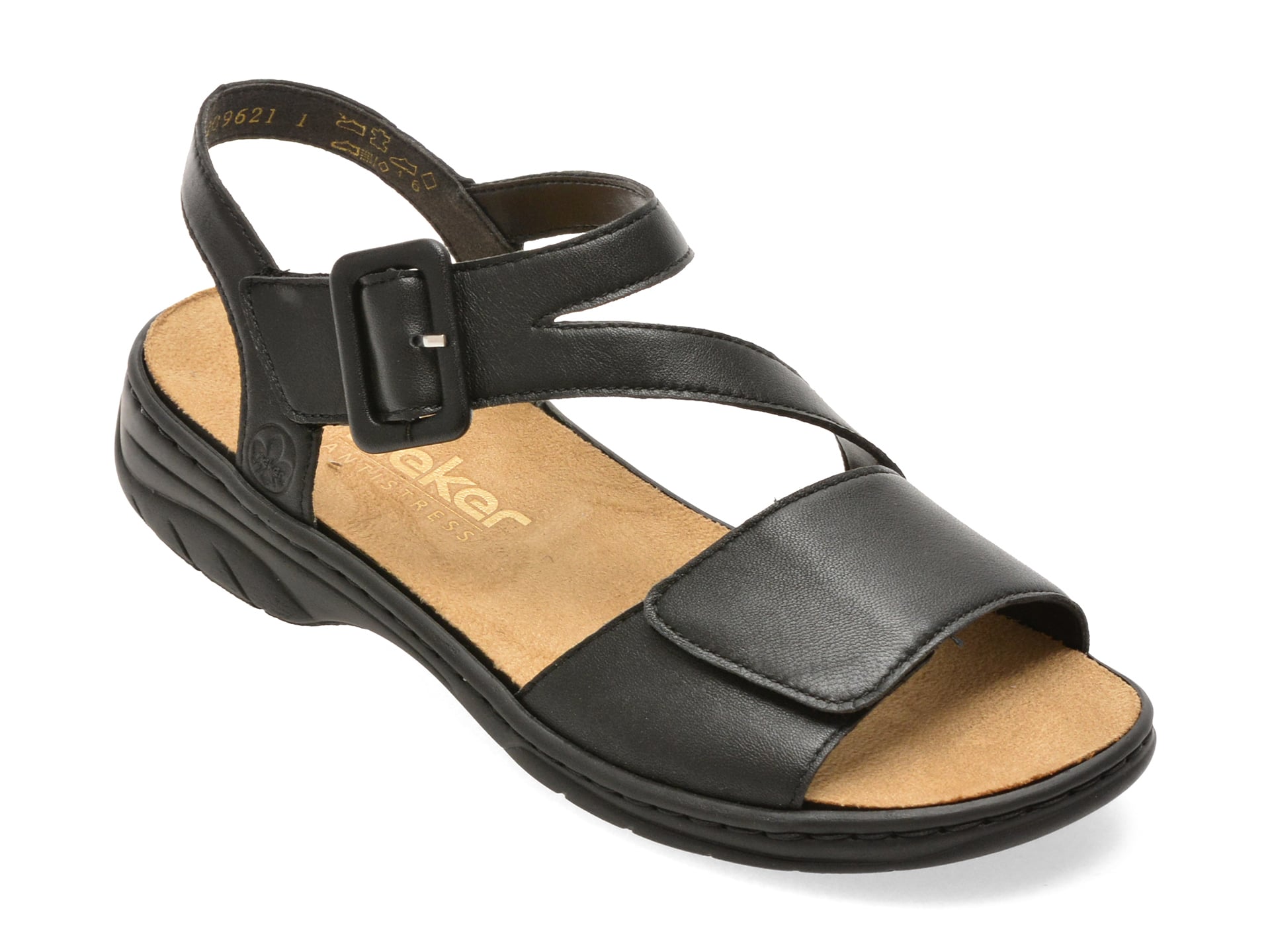 Sandale RIEKER negre, 64561, din piele naturala