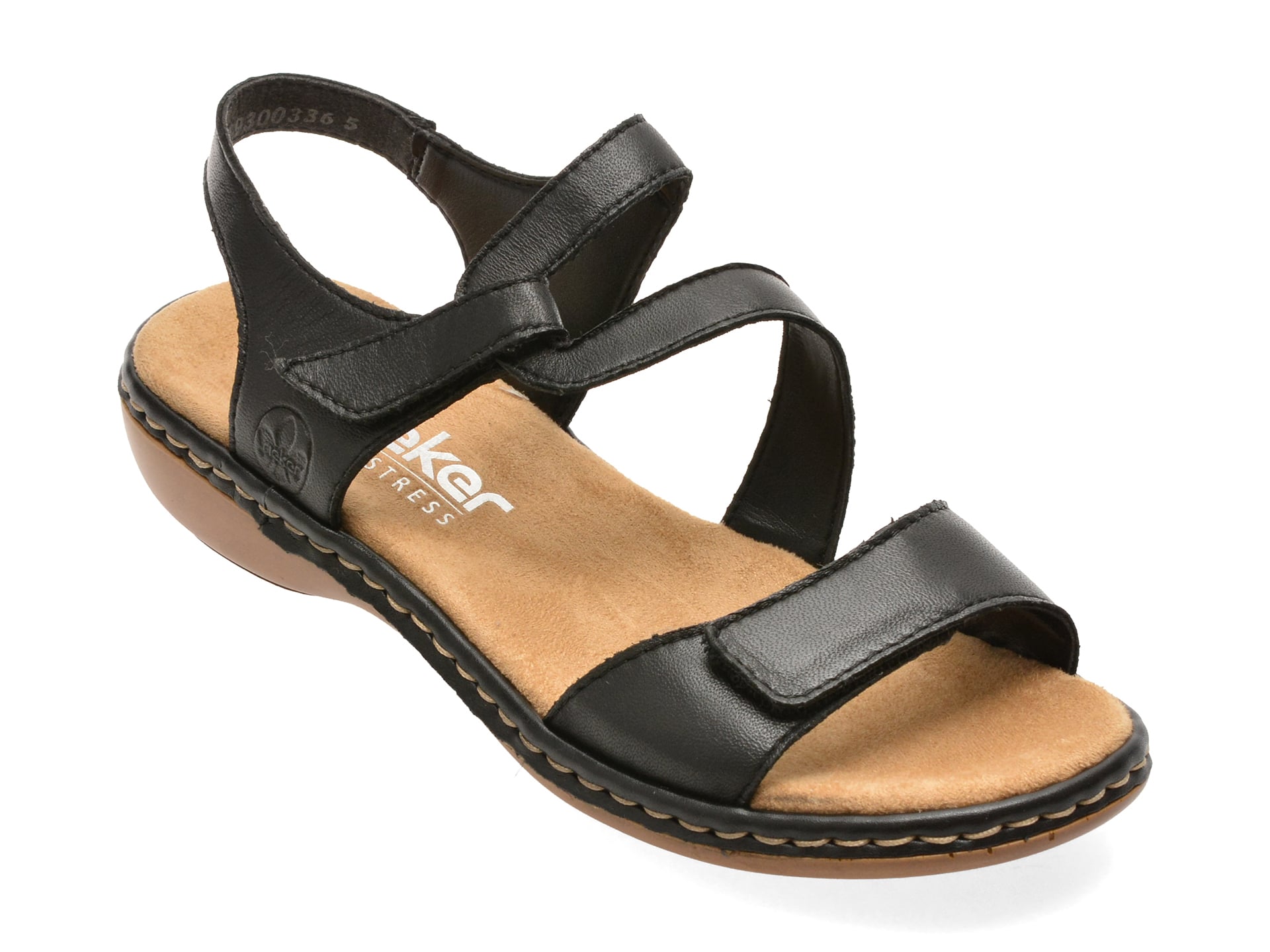 Sandale RIEKER negre, 659C7, din piele naturala