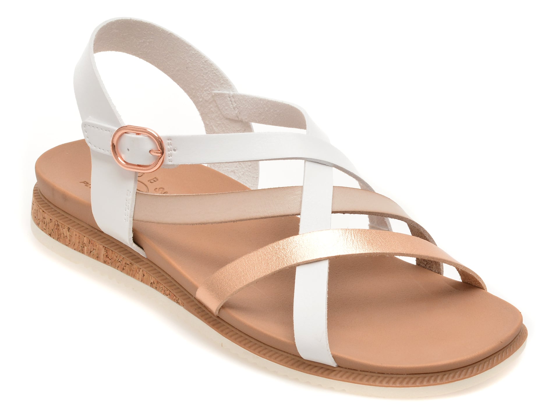 Sandale SKECHERS albe, DESERT KISS LOW, din piele ecologica