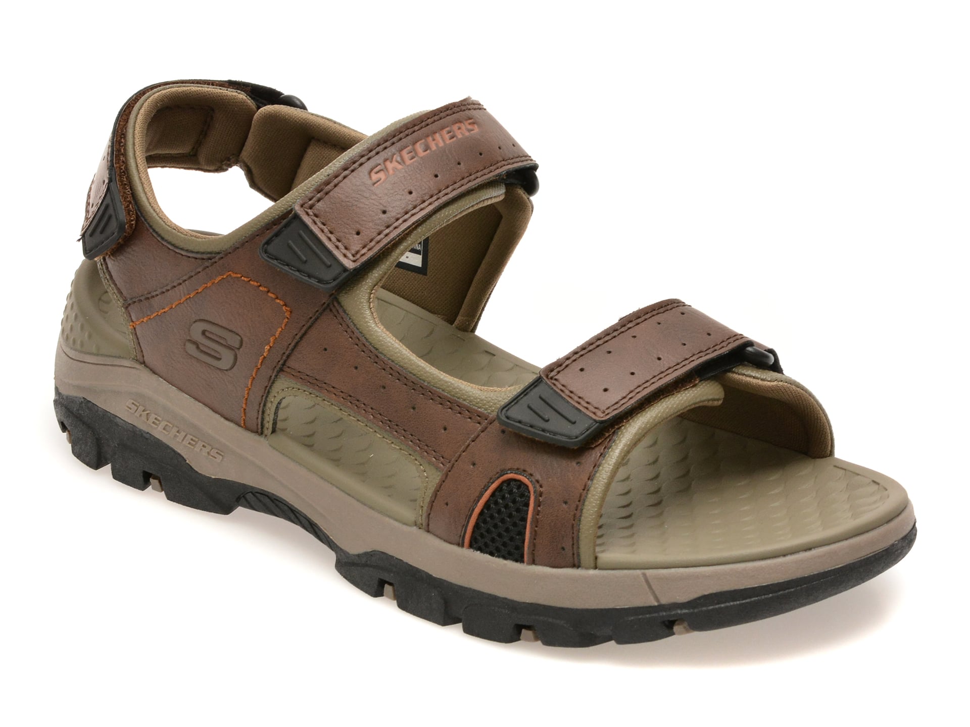 Sandale SKECHERS maro, TRESMEN, din piele ecologica