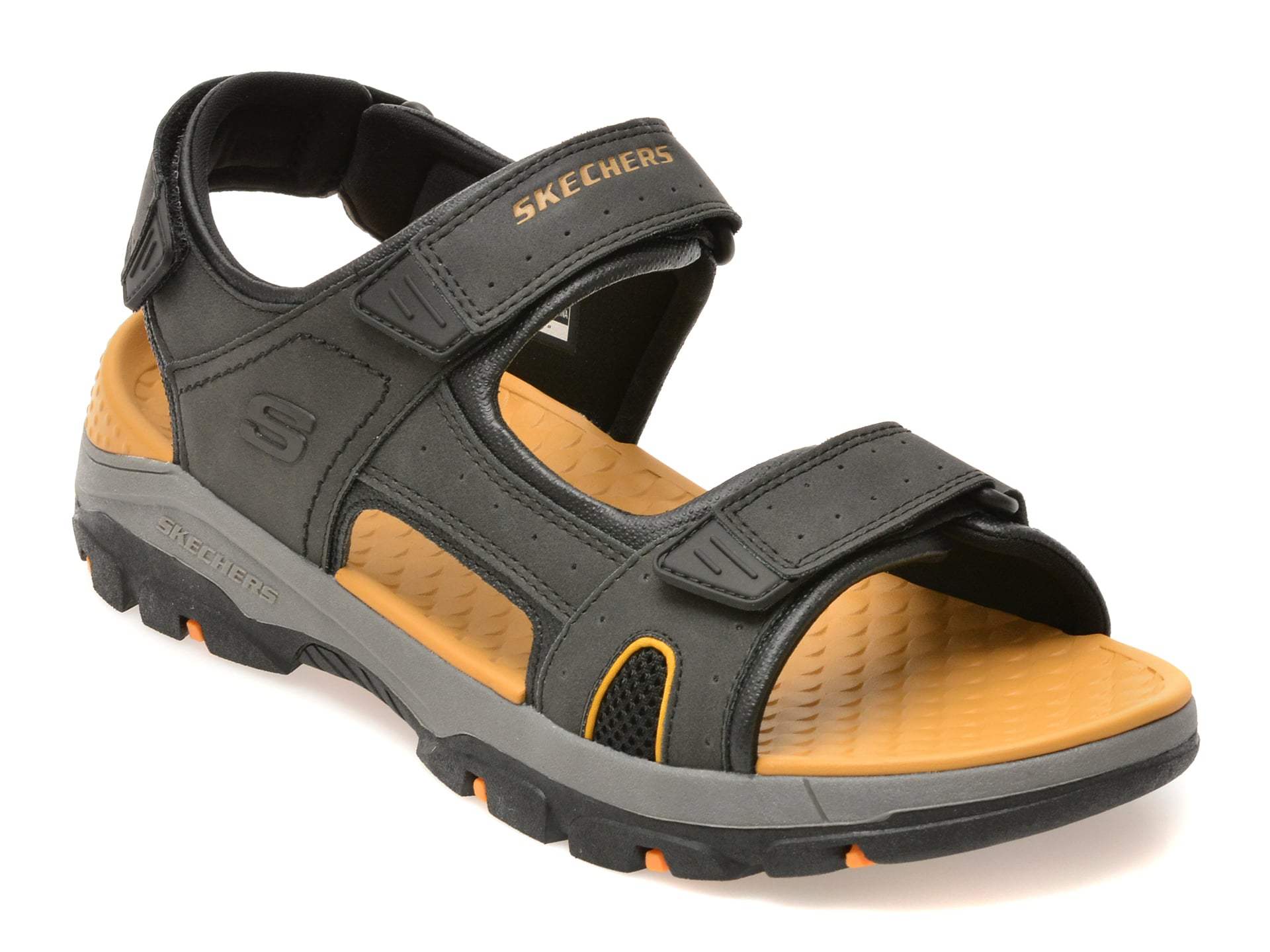 Sandale SKECHERS negre, 204106, din piele ecologica