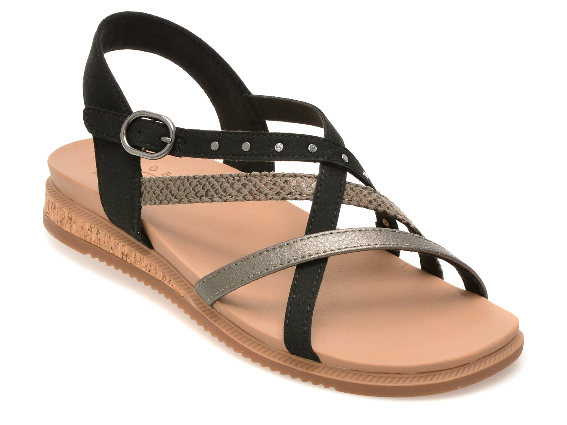 Sandale SKECHERS negre, DESERT KISS LOW, din piele ecologica