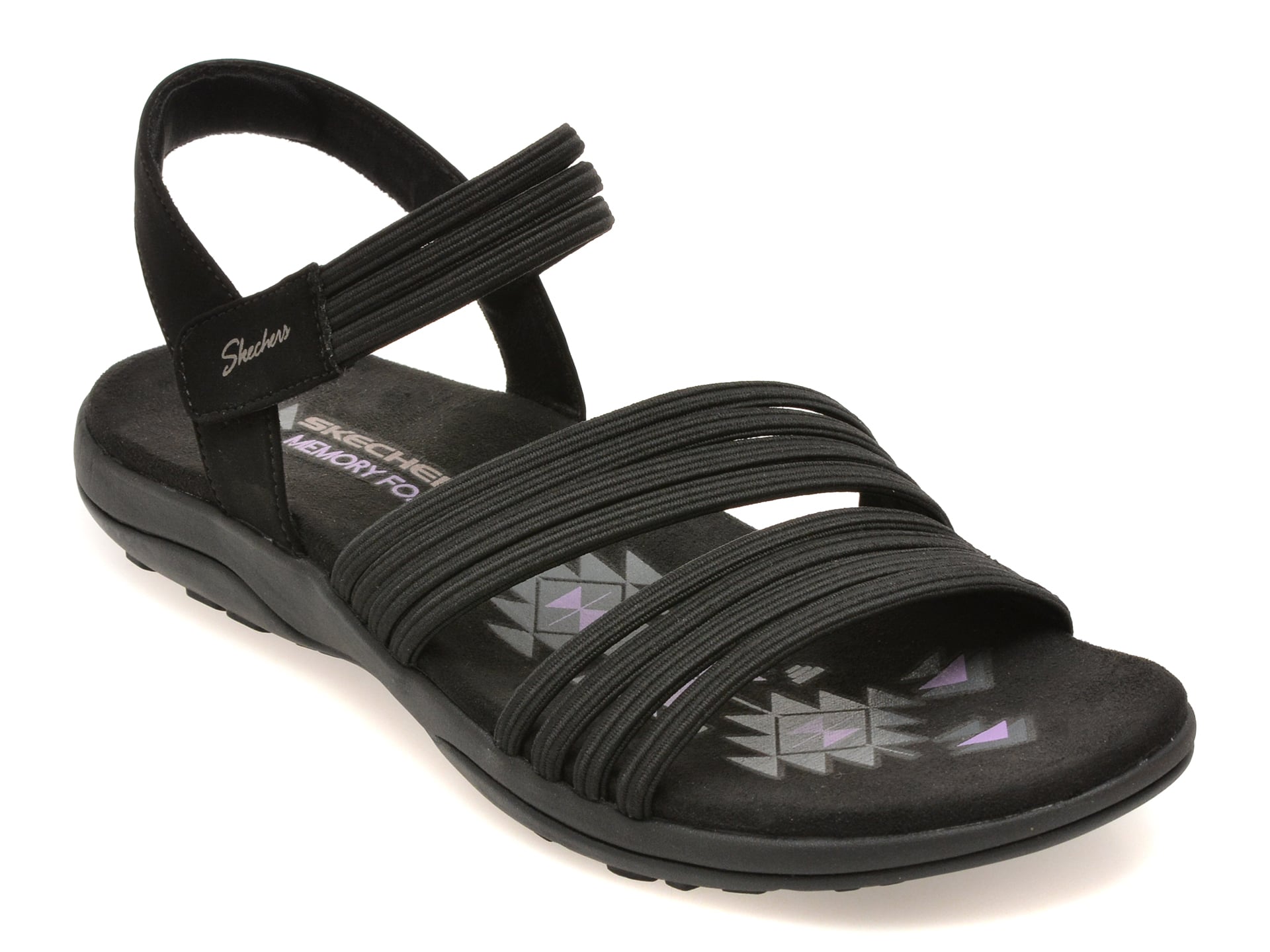 Sandale SKECHERS negre, REGGAE SLIM, din material textil