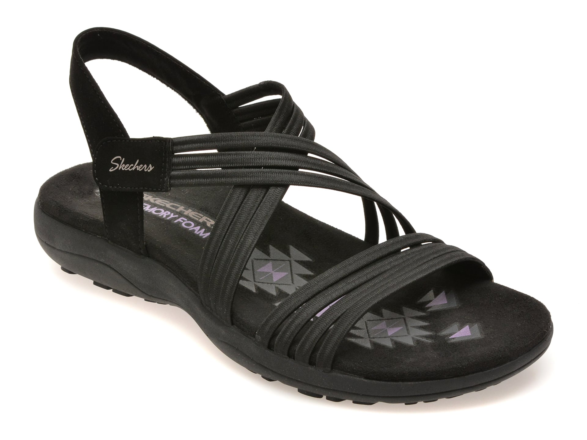 Sandale SKECHERS negre, REGGAE SLIM, din material textil