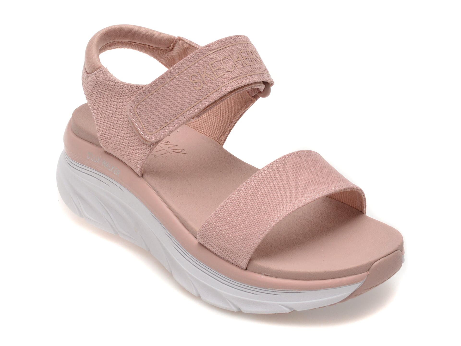 Sandale SKECHERS roz, D LUX WALKER, din material textil