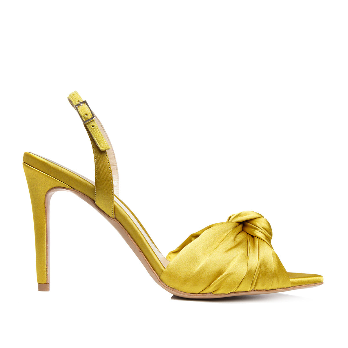 Sandale Sofia Satin, Varf Ascutit, Galben-Lime - 37 / 8 cm
