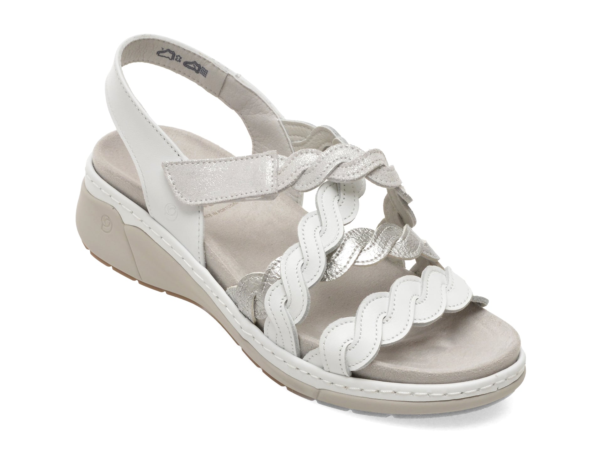 Sandale SUAVE albe, 18005, din piele naturala