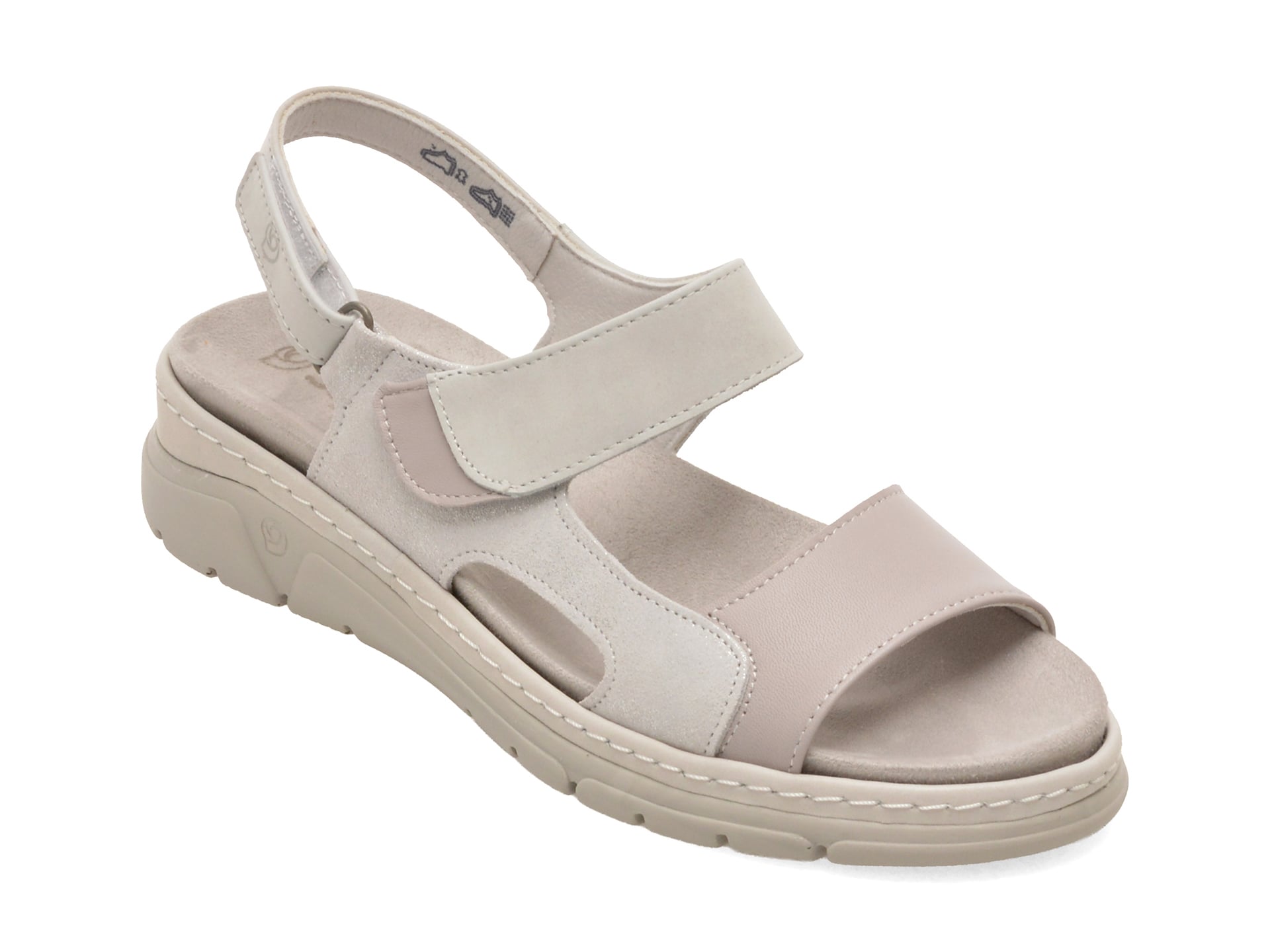 Sandale SUAVE gri, 12534, din piele naturala