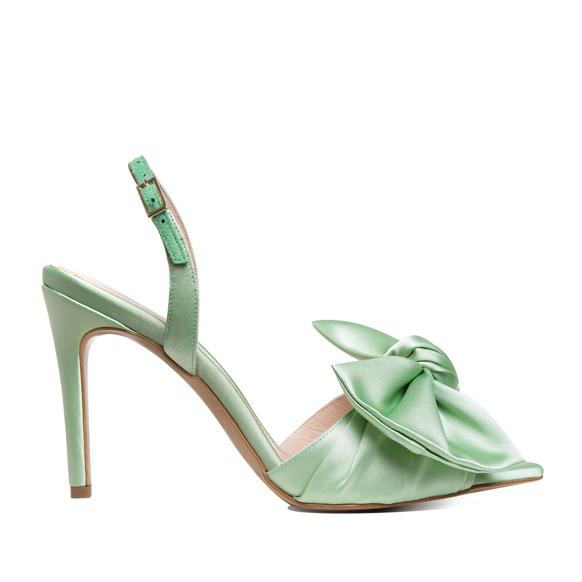 Sandale Vesa Satin, Varf Ascutit, Verde-Menta - 35 / 9.5 cm
