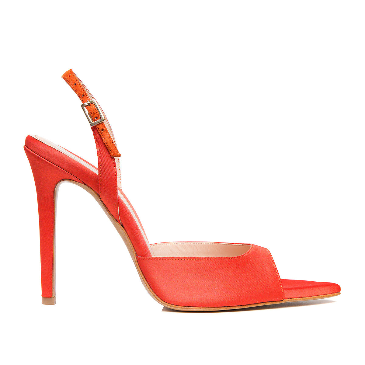 Sandale Vicky Satin, Varf Ascutit, Portocaliu - 37 / 8 cm